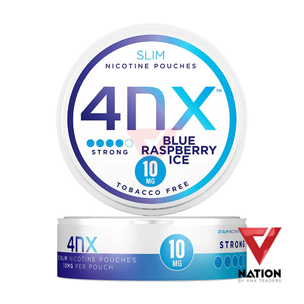4NX TOBACCO FREE SLIM NICOTINE POUCHES BLUE RASPBERRY ICE 10MG