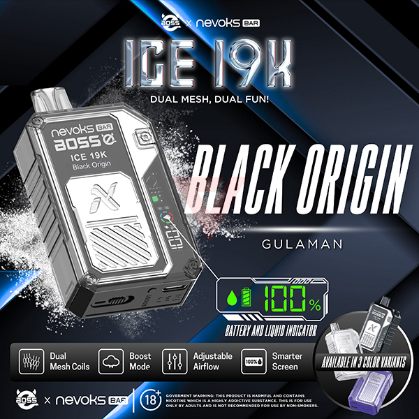 NEVOKS BAR ICE GULAMAN 2% 19K PUFFS (BLACK ORIGIN) 