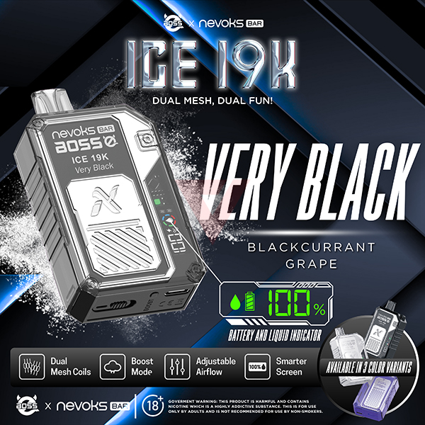 NEVOKS BAR ICE BLACKCURRANT GRAPE 2% 19K PUFFS (VERY BLACK)